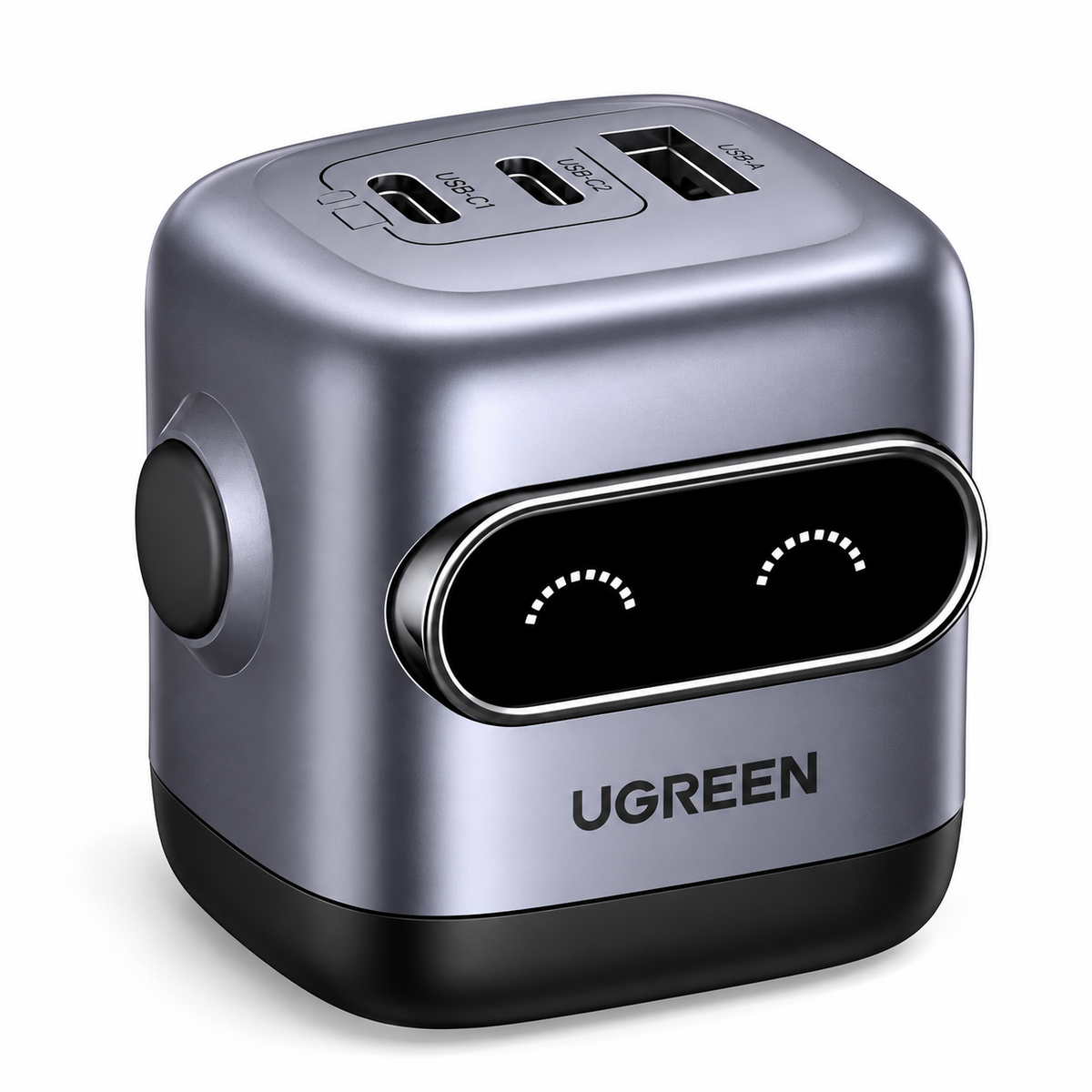 Cargador UGREEN GaN 65W con 2 USB-C + 1 USB-A Diseño Robot