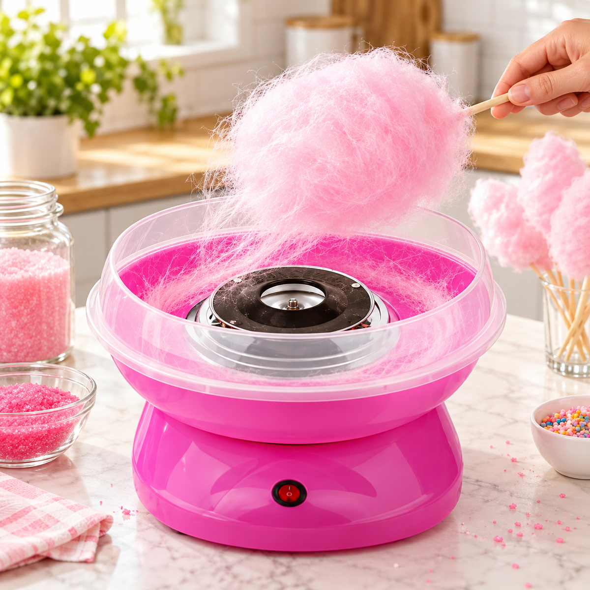 Máquina de Algodón de Azúcar Eléctrica Cotton Candy Maker – Rosada