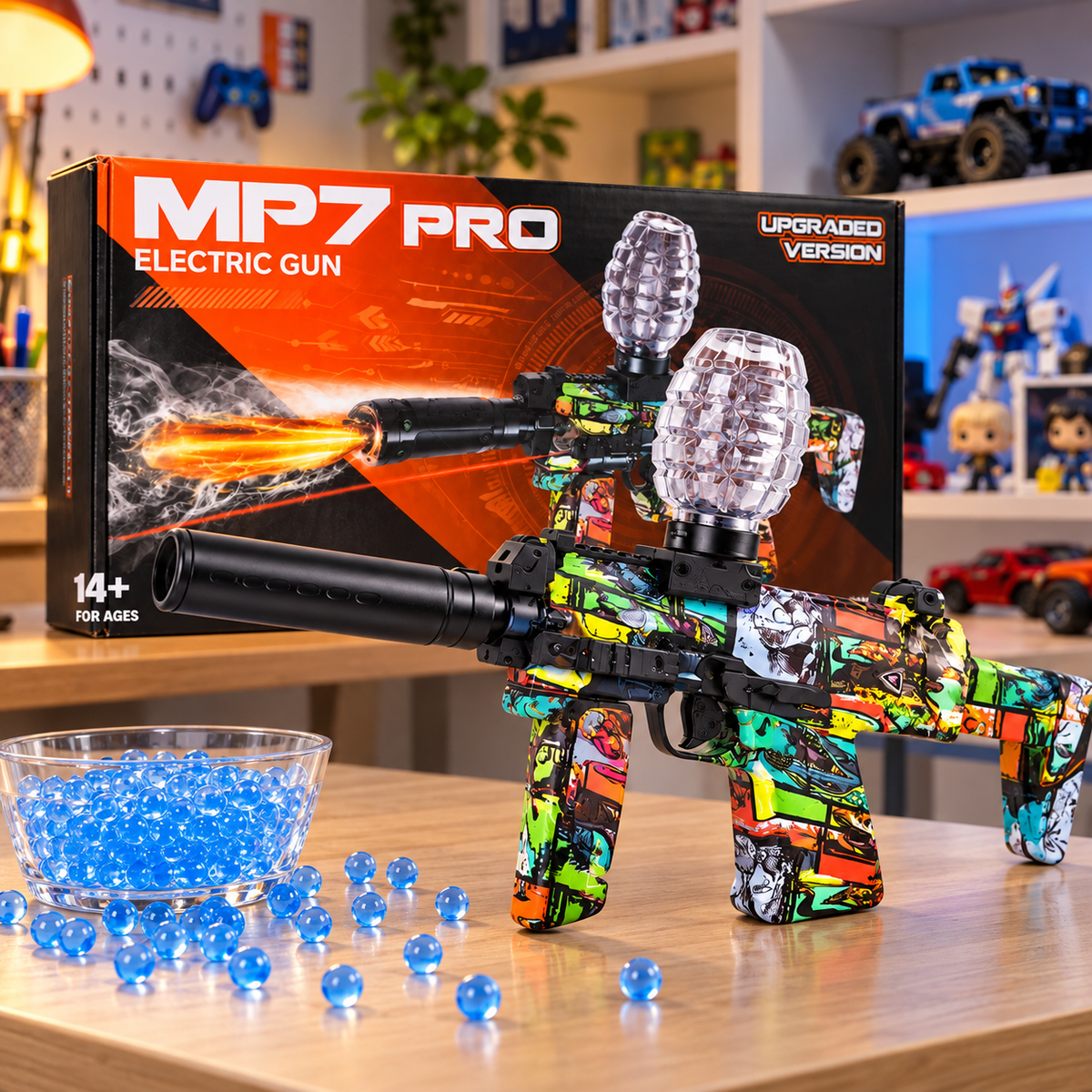 Pistola de Juguete Eléctrica MP7 PRO – Bolitas de Hidrogel 7-8 mm