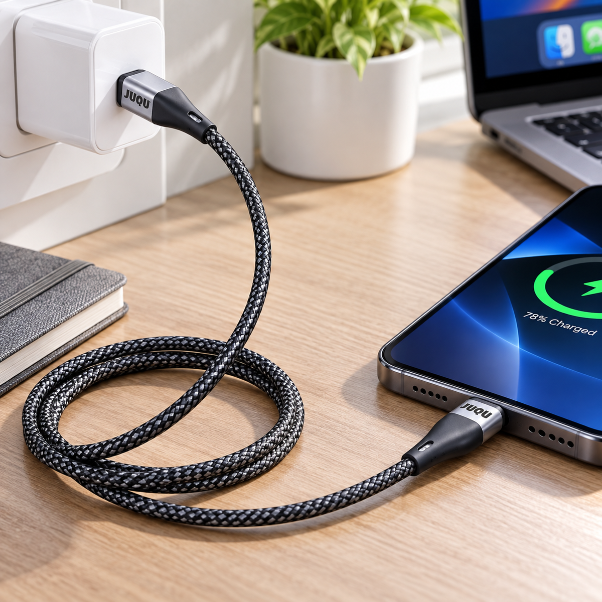 Cable USB-C a USB-C JUQU 60W – Carga Rápida 2 Metros JQ-17