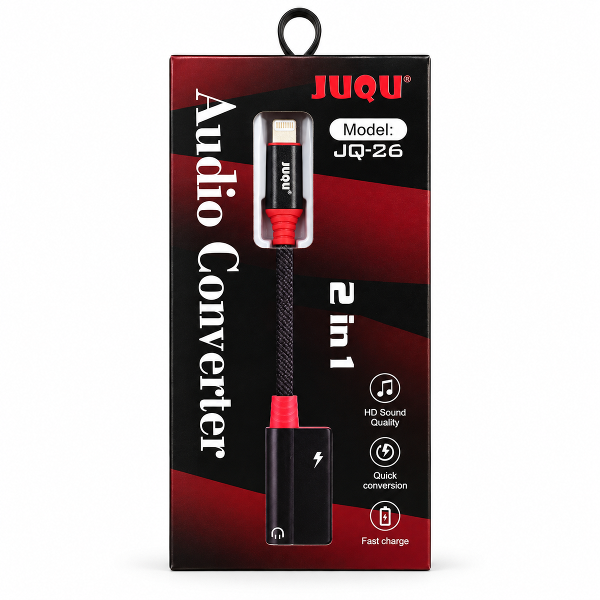 Adaptador de Audio y Carga JUQU 2 en 1 para iPhone Lightning – JQ-26