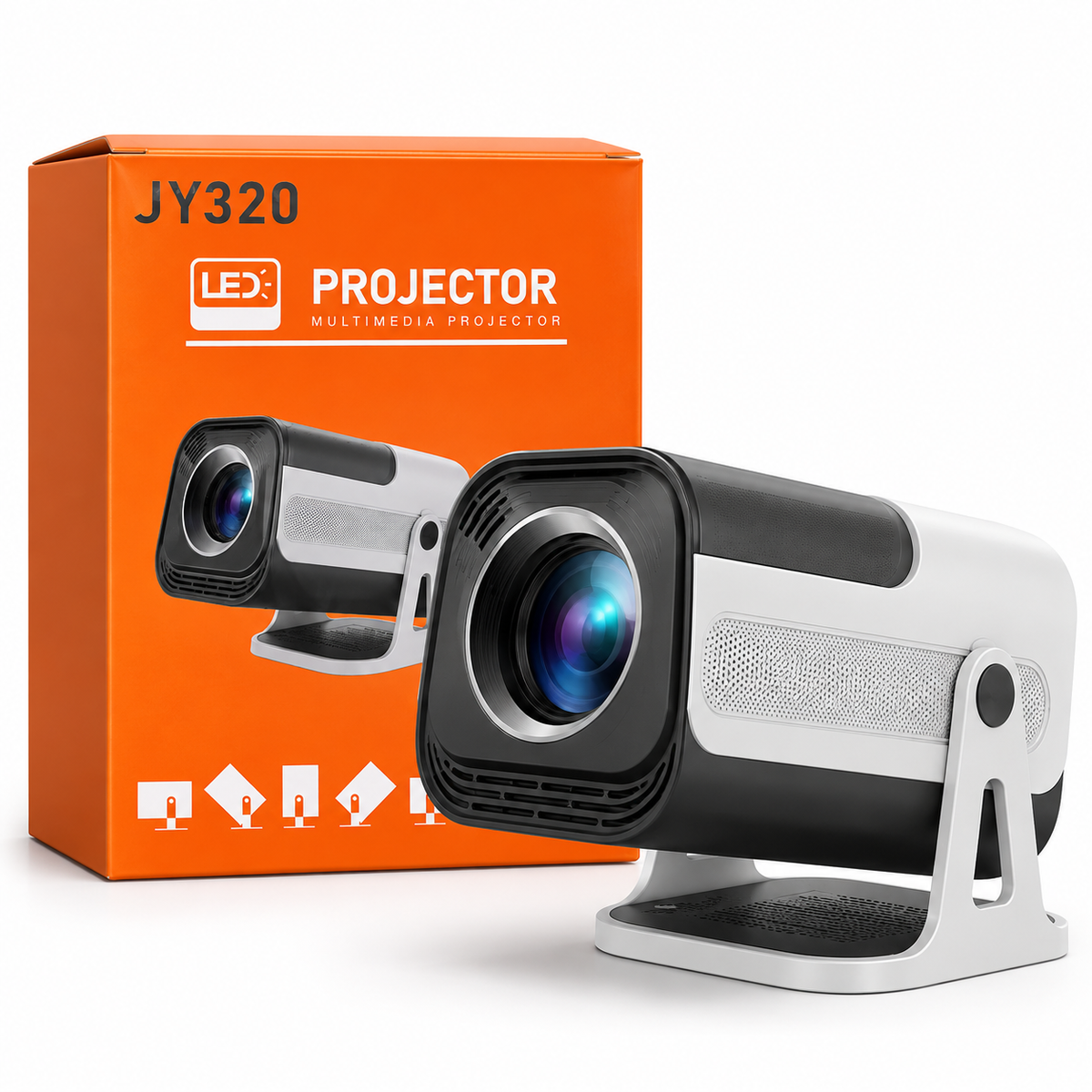 Mini Proyector LED Multimedia JY320 Portátil con Soporte Ajustable