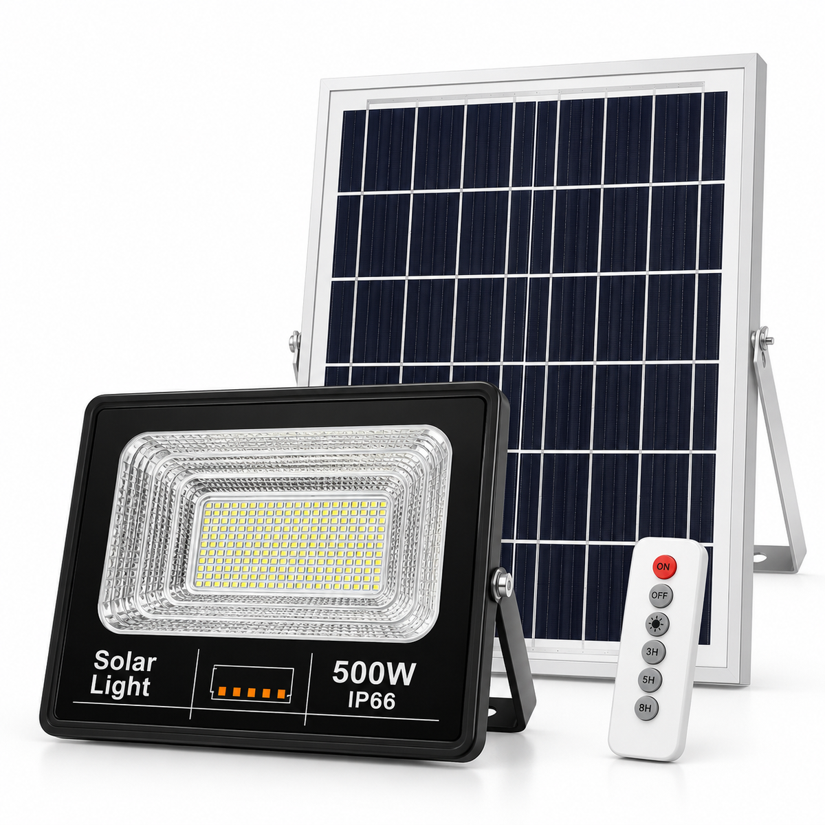 Reflector Solar LED Jortan 500W con Panel Solar y Control Remoto – IP66