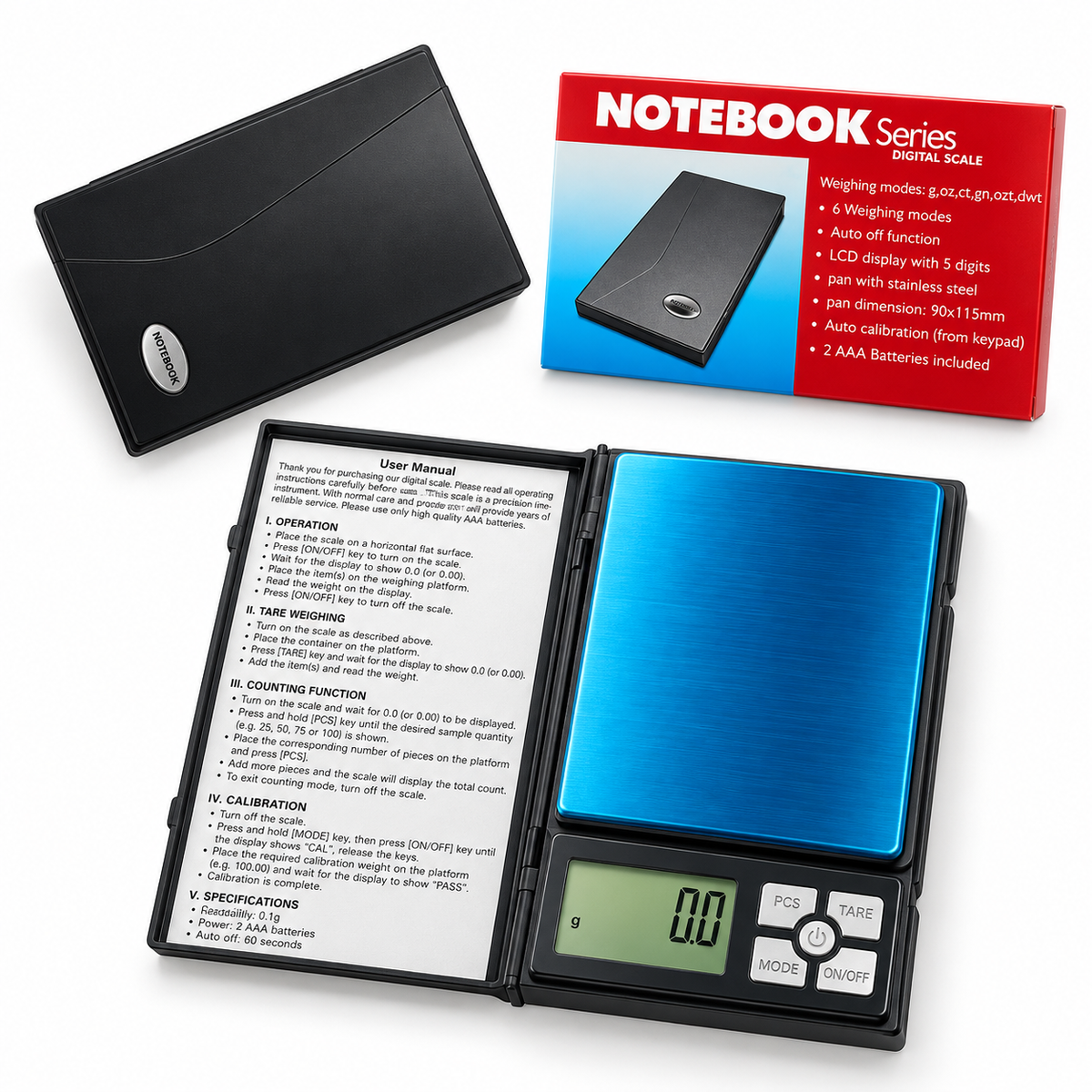 Gramera Digital de Precisión Tipo Notebook con Pantalla LCD