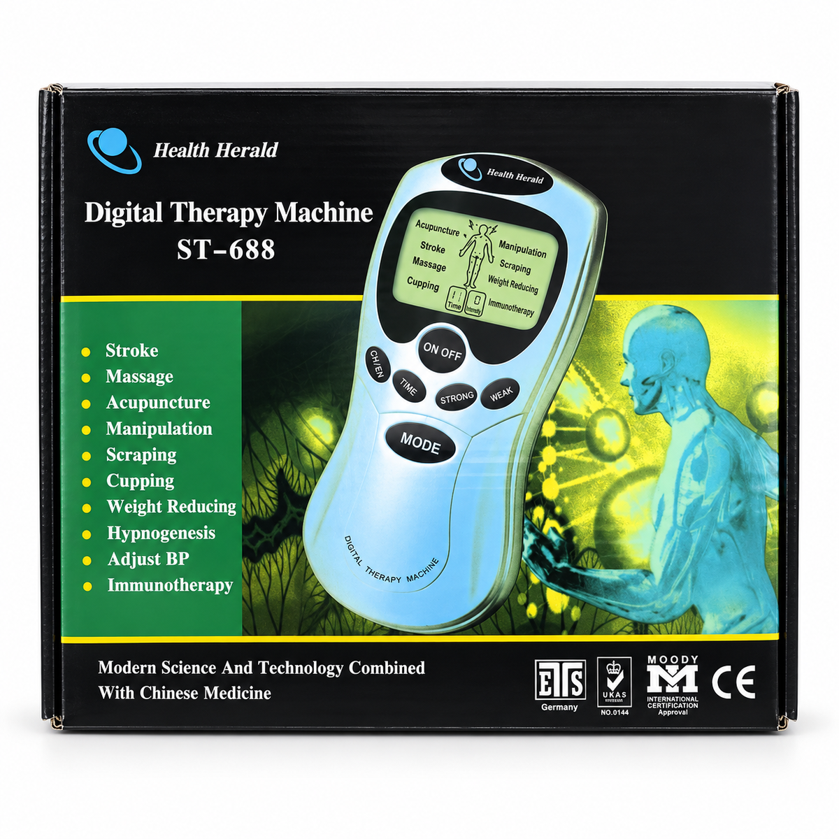 Electroestimulador Digital Health Herald ST-688 con Pantalla LCD y Modos de Estimulación