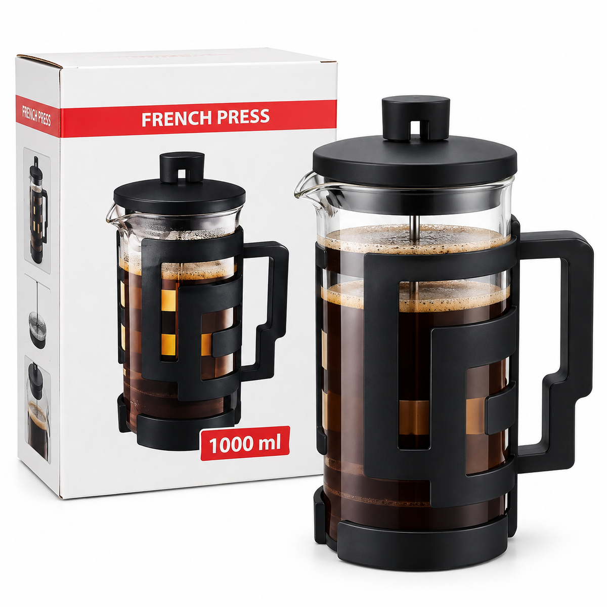 Cafetera Prensa Francesa 1000 ml – Preparador de Café con Filtro de Émbolo