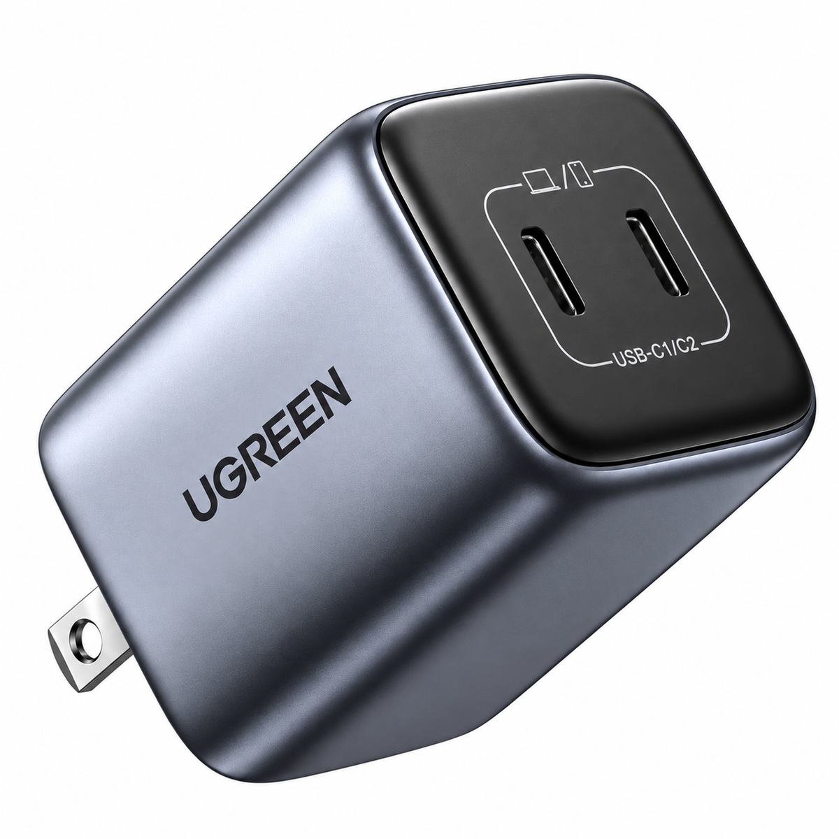 Cargador UGREEN GaN 45W con 2 Puertos USB-C y Enchufe Plegable – Carga Rápida