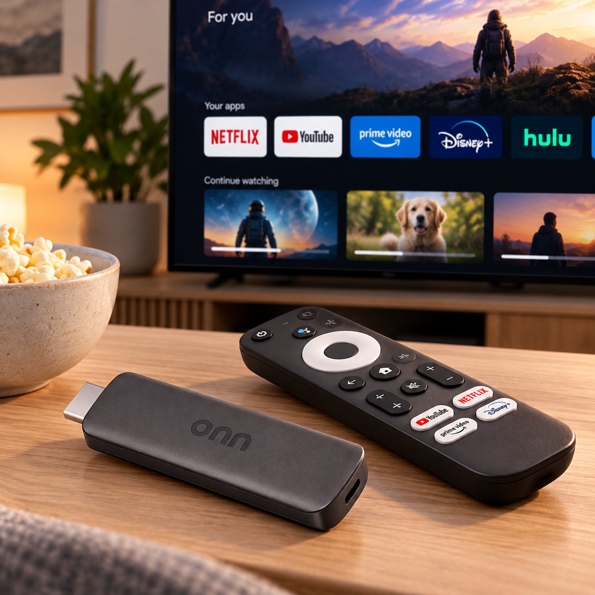 Dispositivo Streaming ONN Full HD con Google TV y Control por Voz