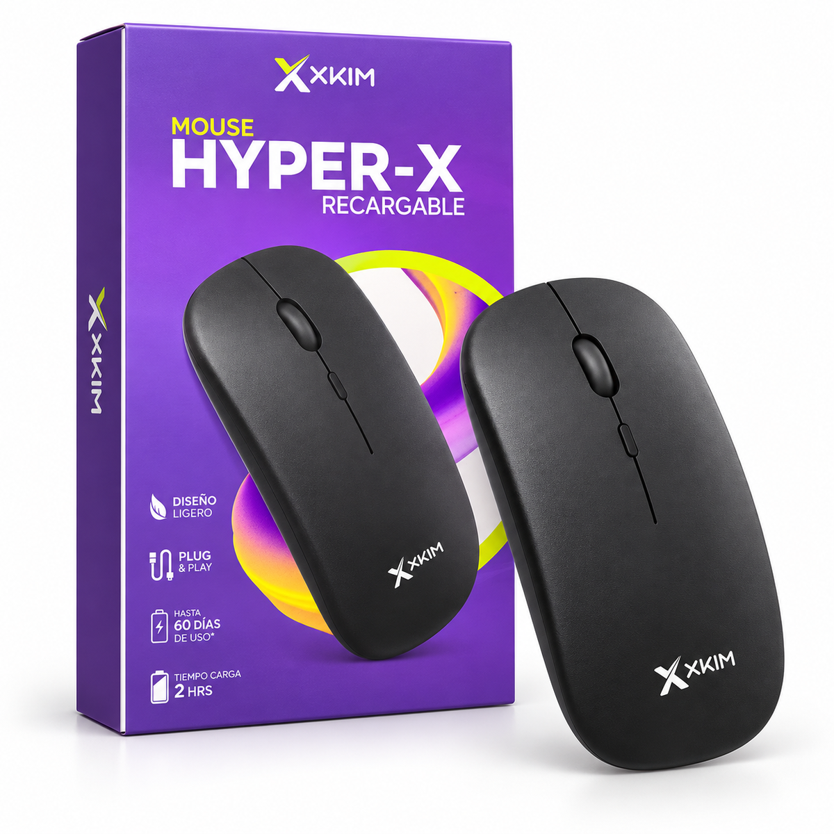 Mouse Inalámbrico Recargable XXKIM Hyper-X – Ratón Óptico Ligero para PC y Portátil
