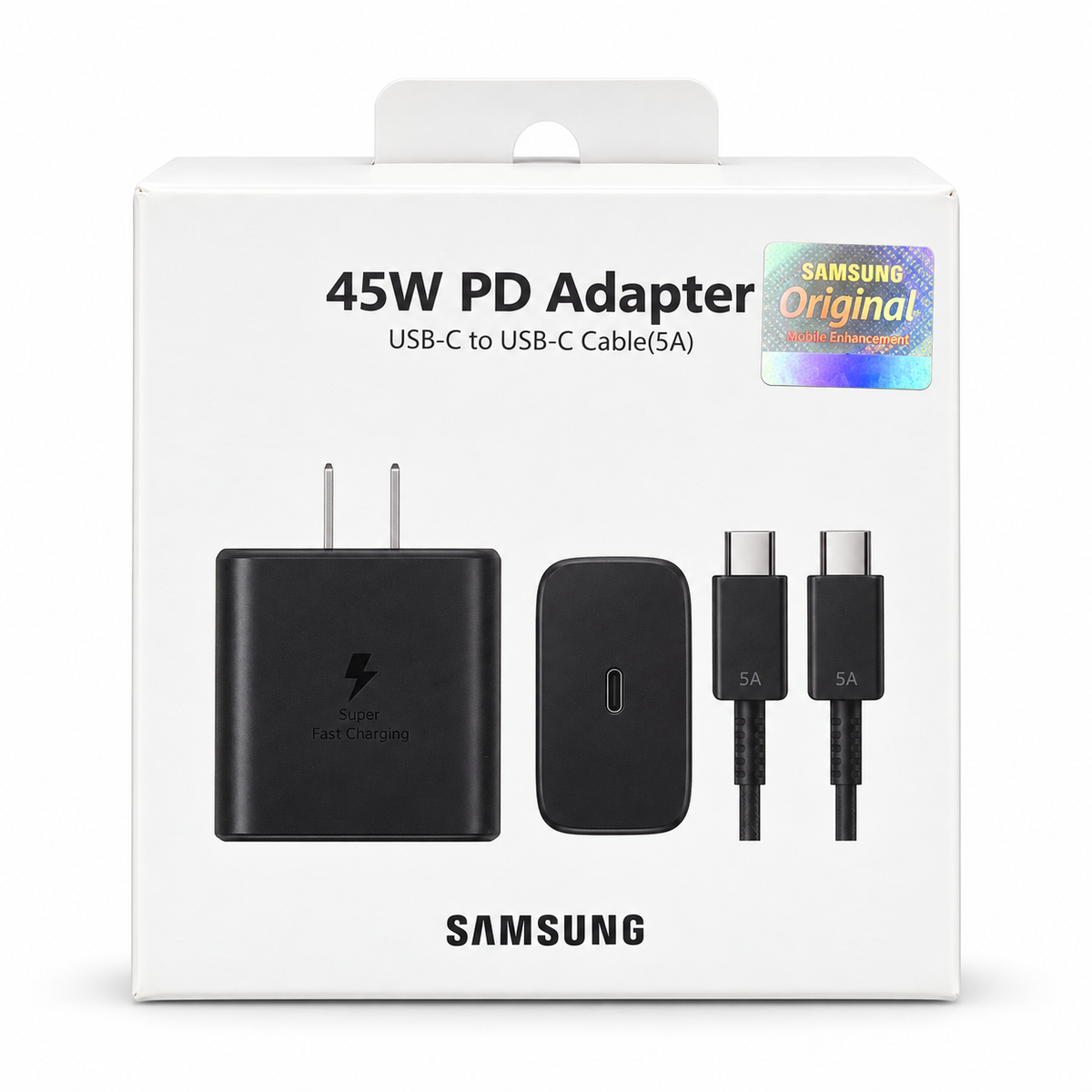 Cargador Samsung 45W USB-C con Cable Tipo C de 5A – Carga Rápida PD