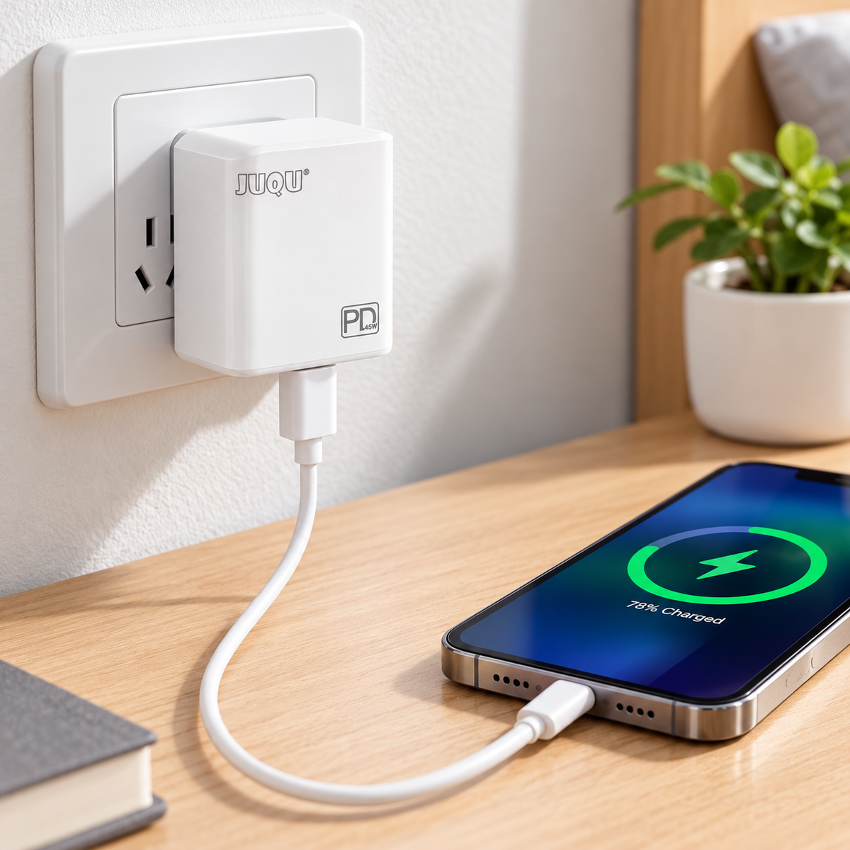 Cargador JUQU 45W USB-C – Carga Rápida PD JQ-148