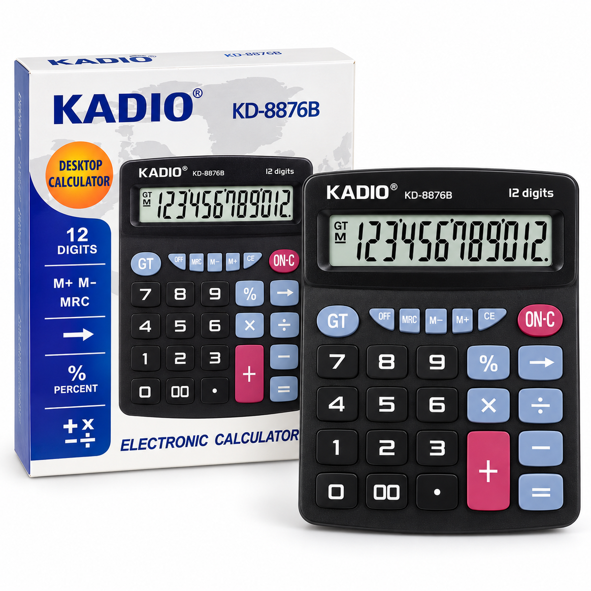 Calculadora de Escritorio KADIO KD-8876B de 12 Dígitos