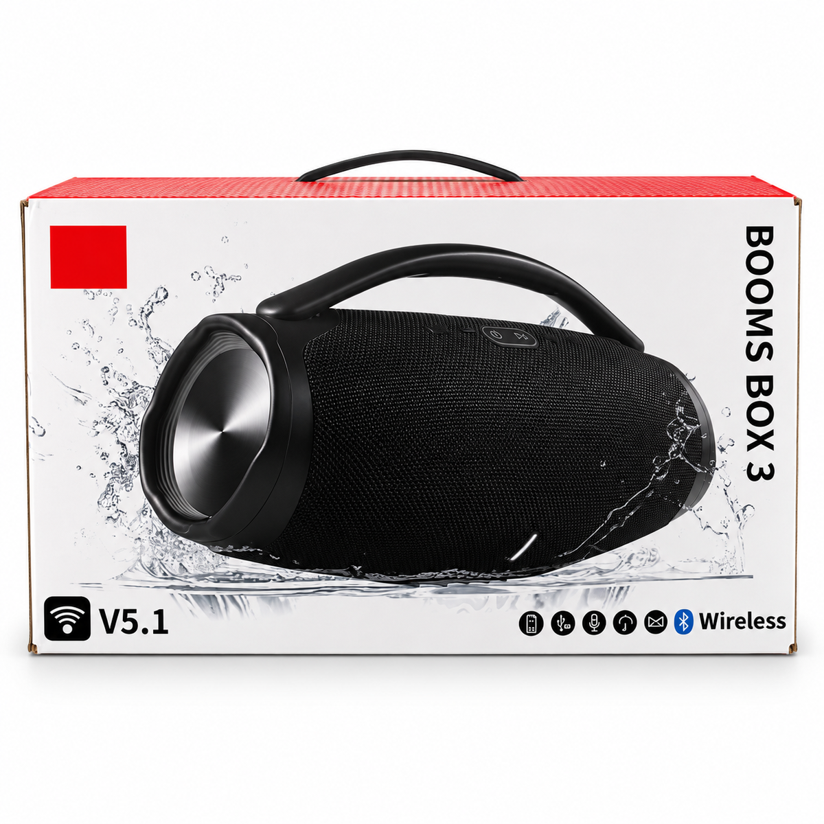 Parlante Bluetooth Portátil Booms Box 3 con Asa de Transporte