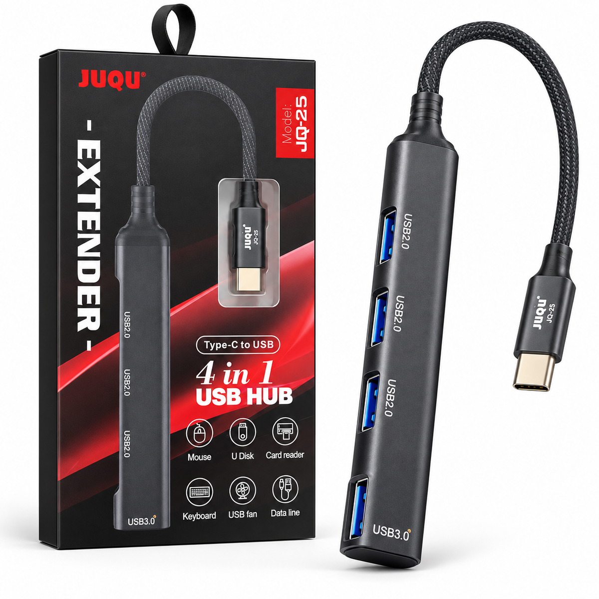 Adaptador Multipuerto 4 en 1 con USB 3.0 y USB 2.0