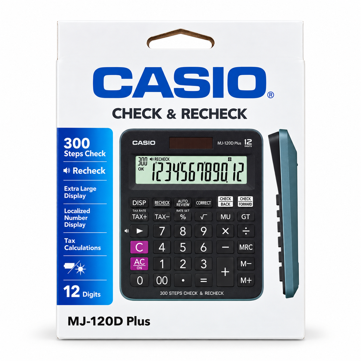 Calculadora Casio MJ-120D Plus de 12 Dígitos con Revisión de 300 Pasos