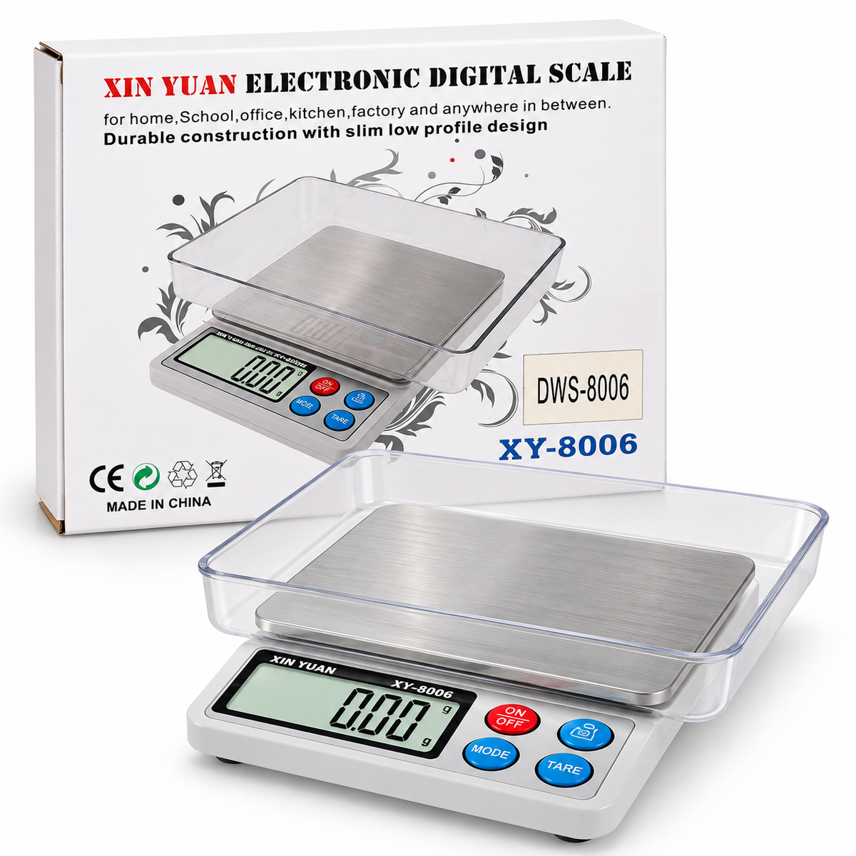 Gramera Digital de Precisión Xin Yuan XY-8006 con Bandeja y Pantalla LCD