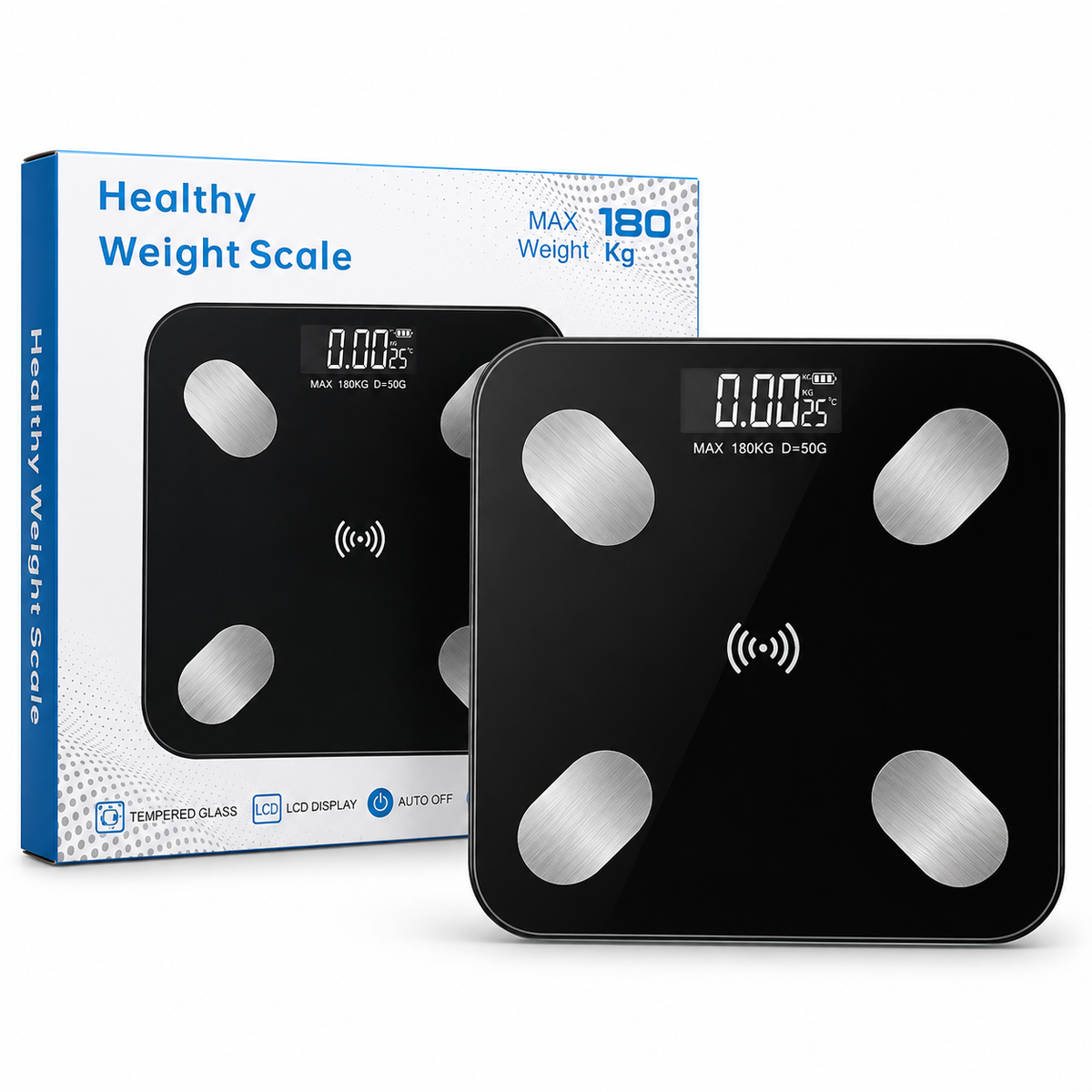 Báscula Digital Inteligente Bluetooth de 180 kg con Análisis Corporal y Aplicación Móvil