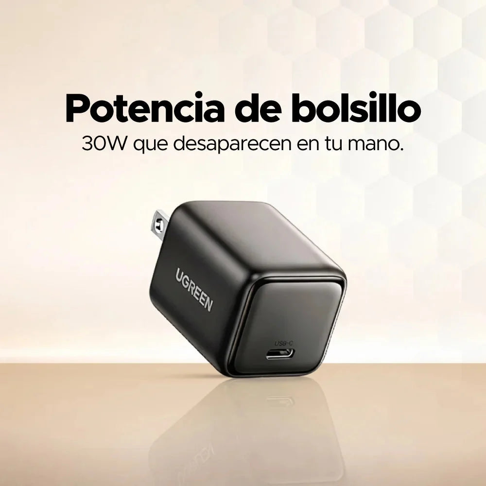 Mini Cargador GaN USB-C 30W UGREEN – Carga Rápida